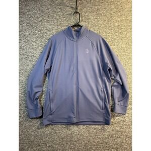 Bench Urbanwear Mens Blue Waffle Knit Full Zip Track Jacket Mock Neck Large